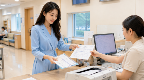 진료비 세부내역서를 직접 발급받는 장면