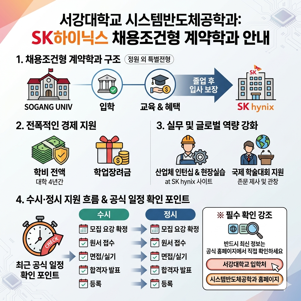 SK하이닉스 계약학과, 서강대 시스템반도체공학과 지원 전 꼭 확인할 핵심 정보 인포그래픽
