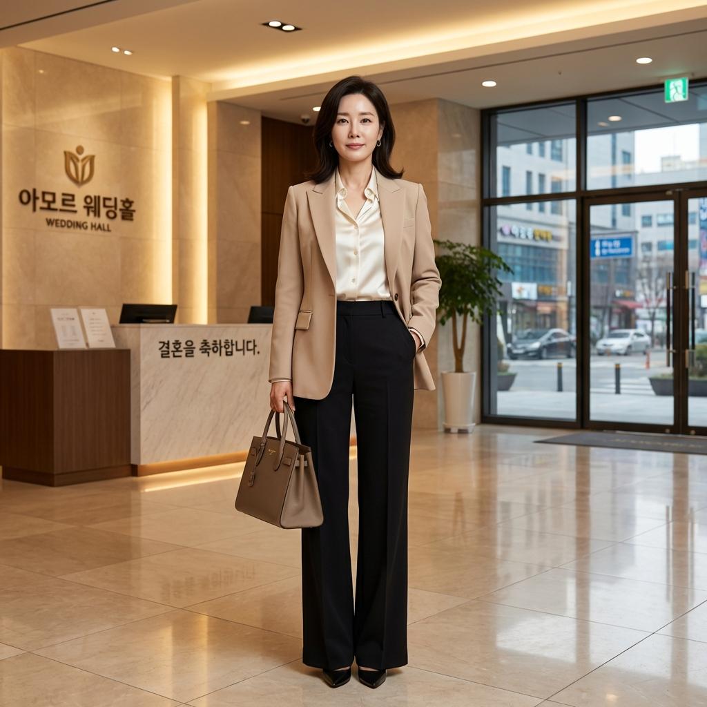 결혼식에서 돋보이는 50대 고급스러운 하객룩