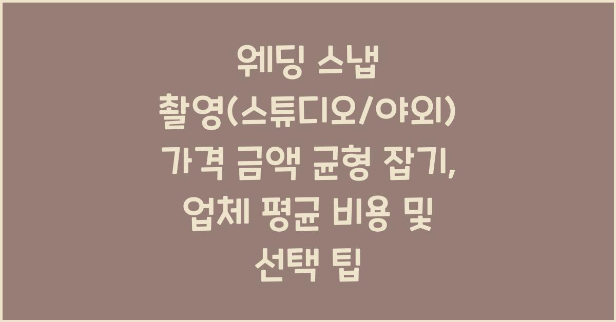 웨딩 스냅 촬영(스튜디오/야외) 가격 금액 업체 평균 비용