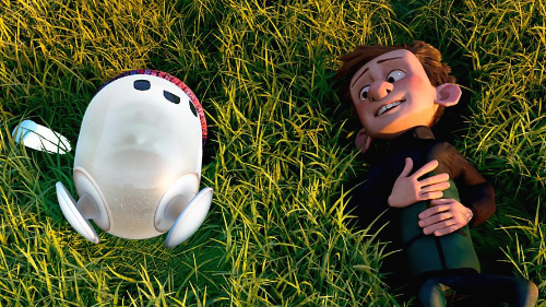 누워있는 로봇과 인간의 모습