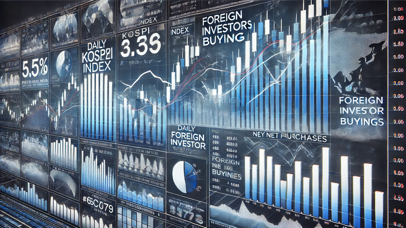 코스피 지수 일간 차트와 외국인 순매수 현황