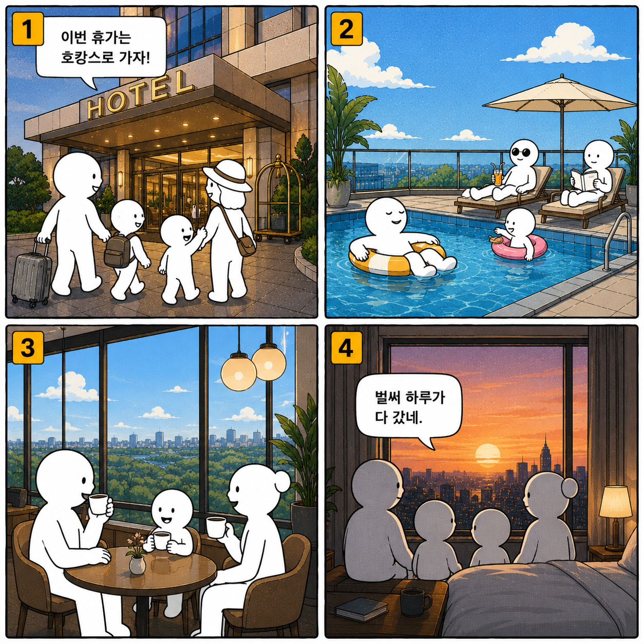 호캉스가 좋아 4컷웹툰