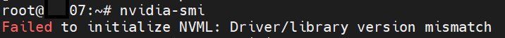 Failed to initialize NVML: Driver/library version mismatch