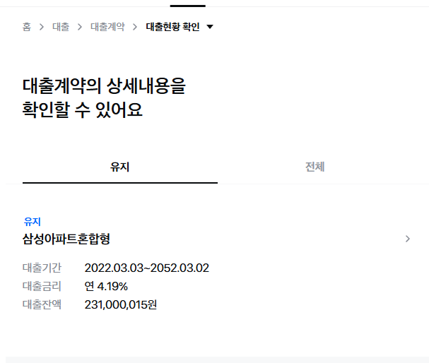 현재 대출중인 담보대출