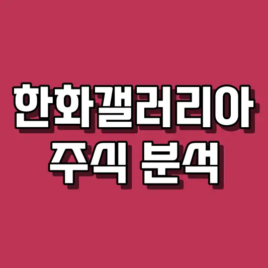 한화갤러리아 주식 분석