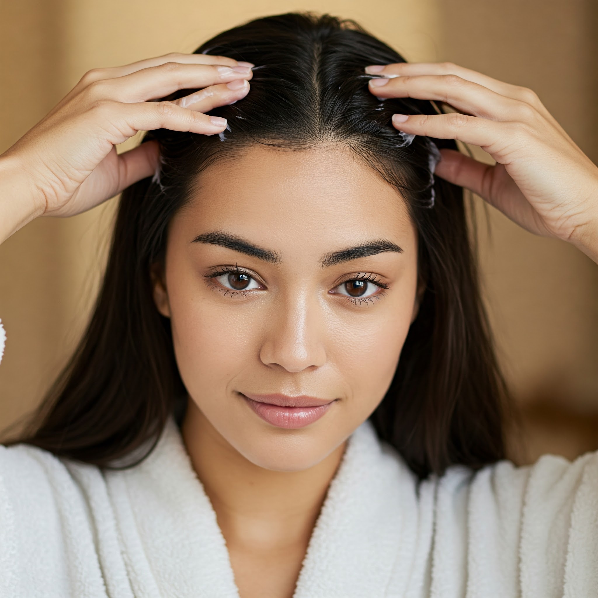 두피관리하는 여성 이미지