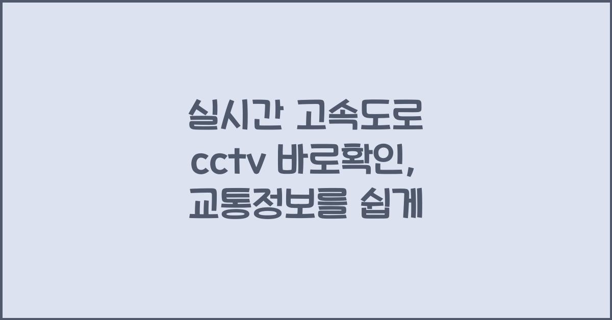 실시간 고속도로 cctv 바로확인