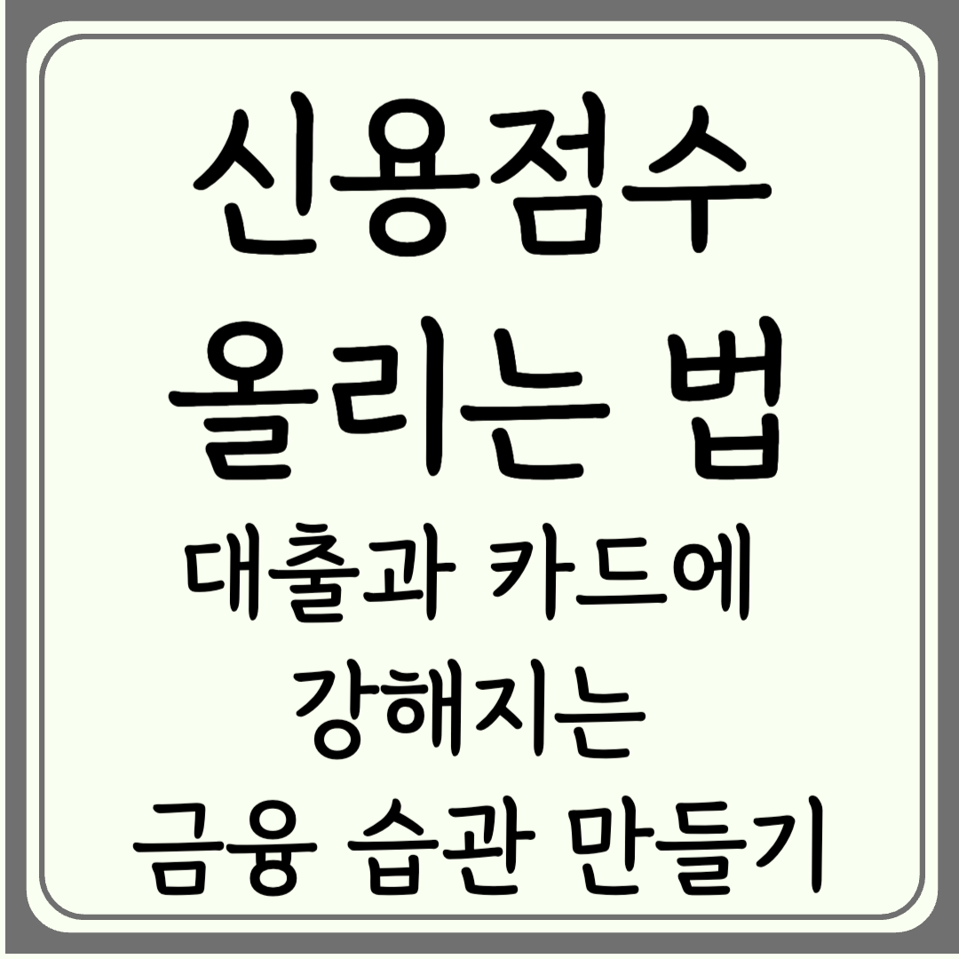신용점수 올리는 법, 대출과 카드에 강해지는 금융 습관 만들기