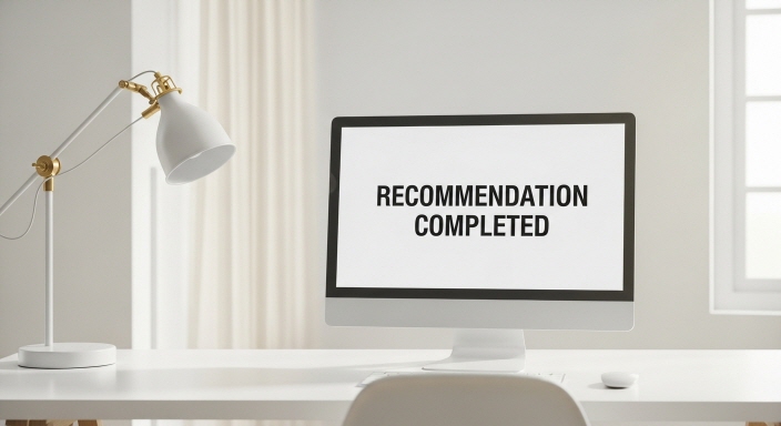 &lsquo;추천 완료&rsquo; 메시지가 뜬 모니터