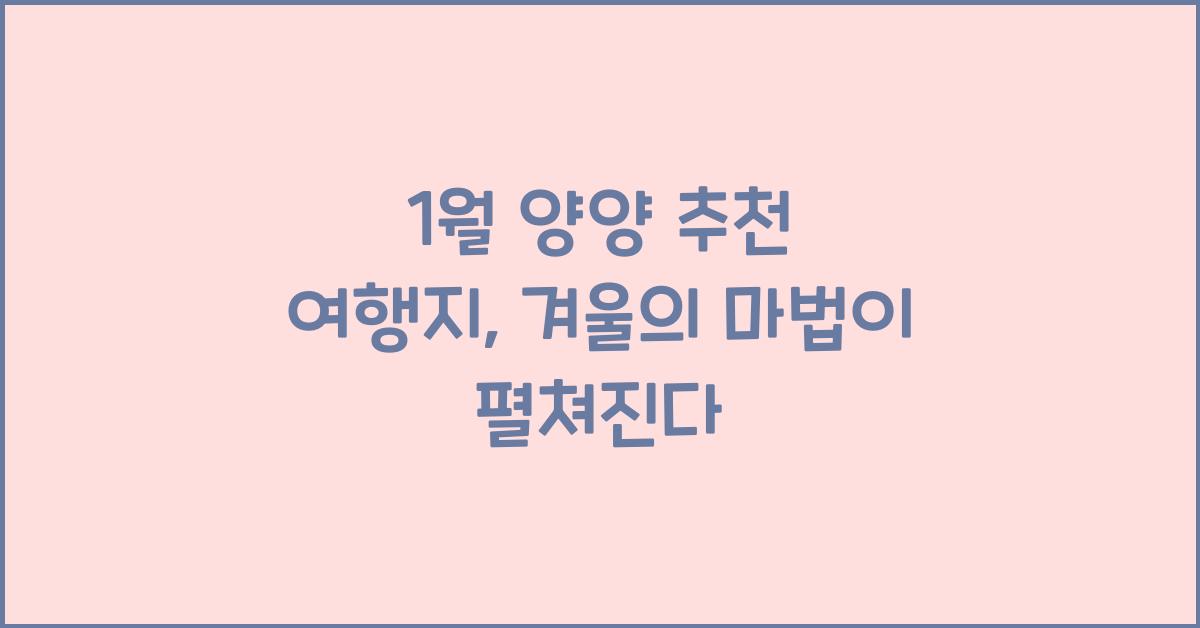 1월 양양 추천 여행지