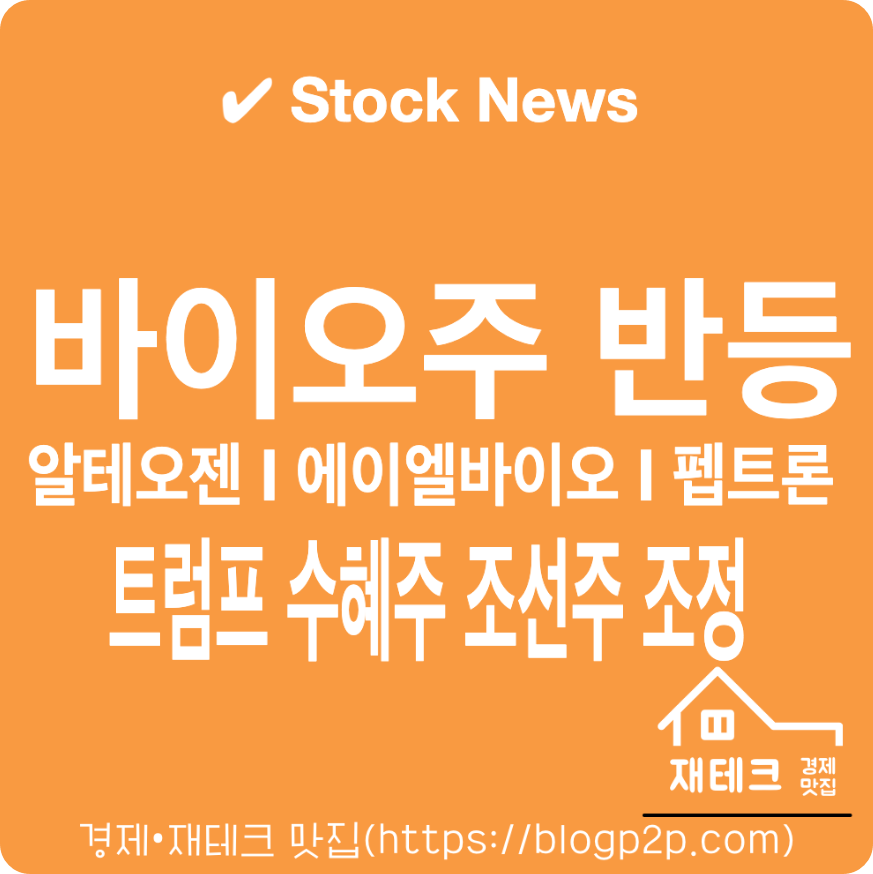 트럼프 수혜주 조선주 조정, 알테오젠, 에이엘바이오 펩트론 주가 반등