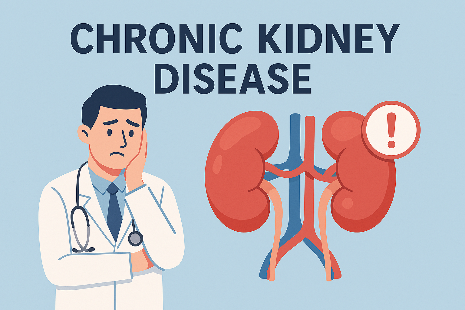 신부전 글 썸네일로
의사가 왼쪽에 서있고 오른편에 신장 그림이 있음