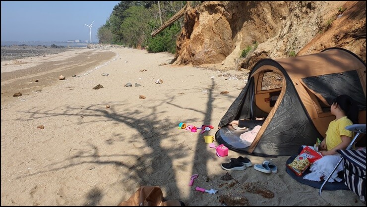 대부도-해변가-우리-텐트