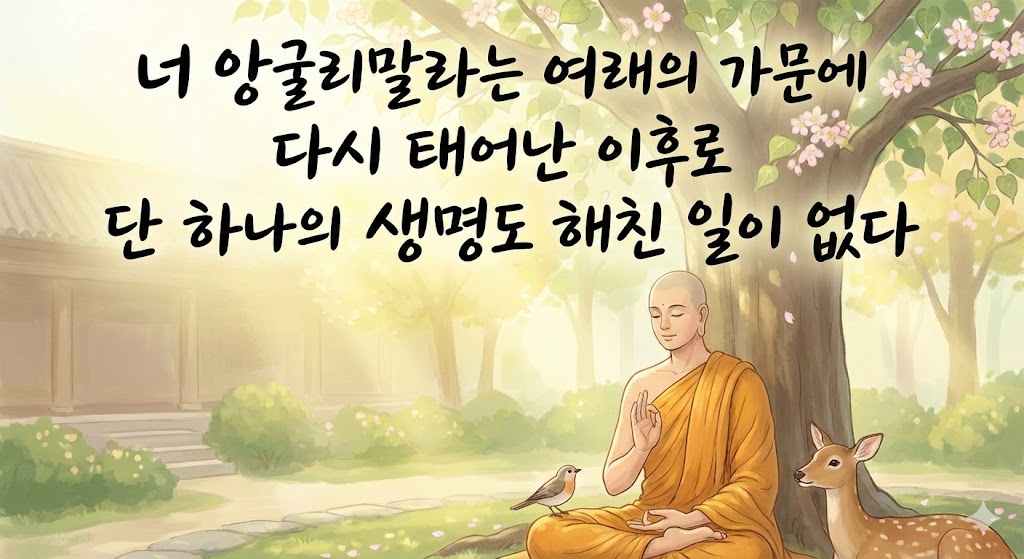 부처님의 가르침을 받고 살인자에서 성자로 여래의 가문에 다시 태어난 앙굴리말라 이야기