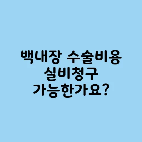 백내장 수술비용 실비청구 가능한가요?