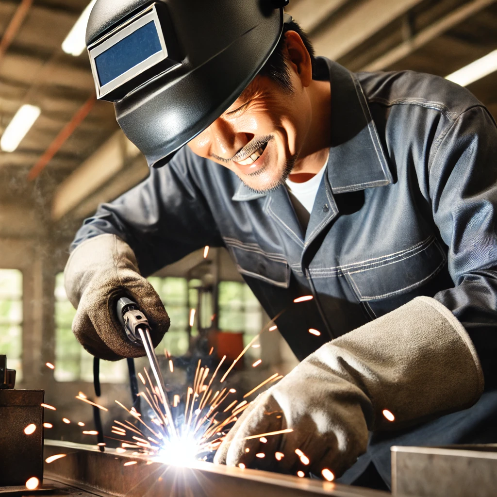 중년의 용접공 도전 이미지