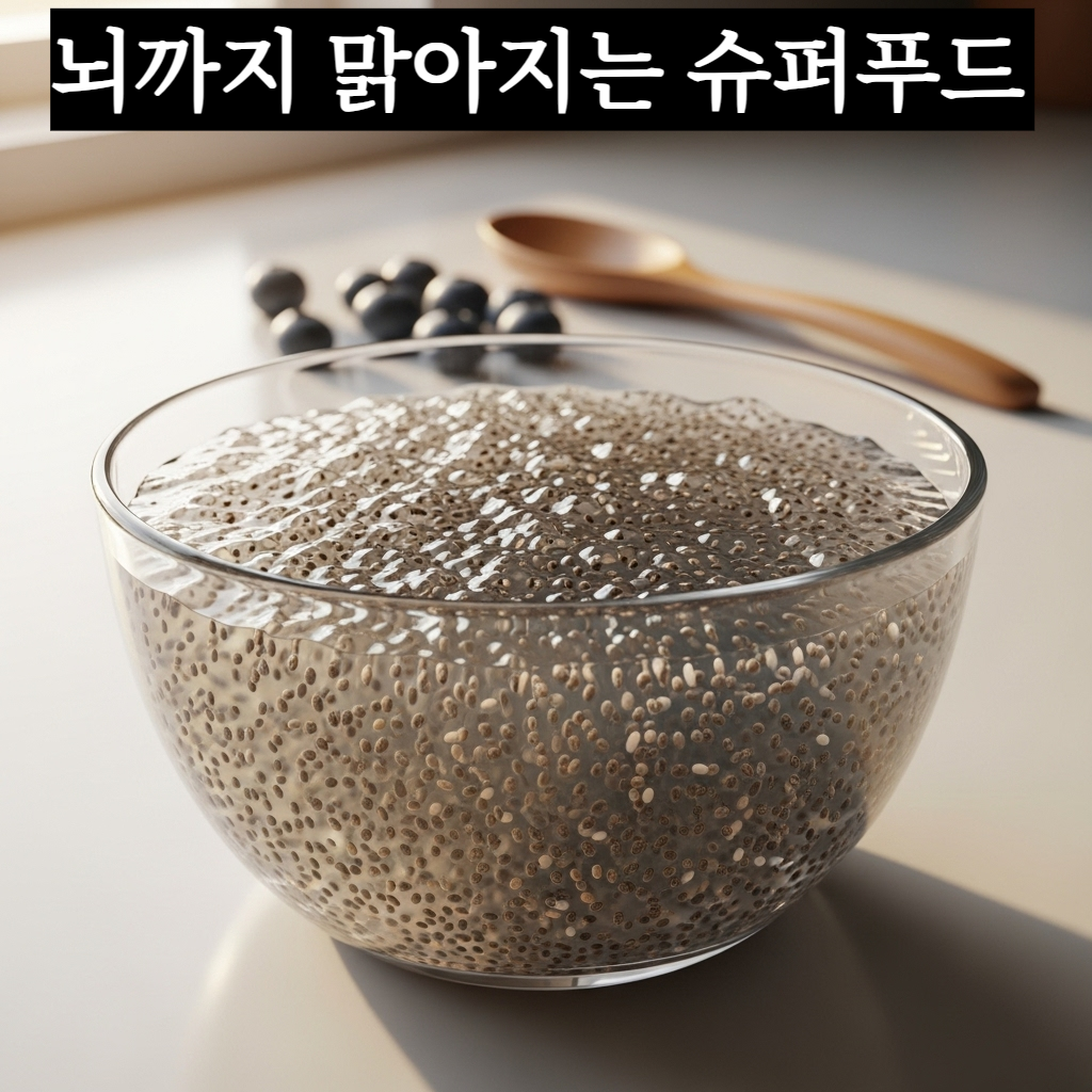 뇌 건강과 혈관 건강에 좋은 물에 불린 투명한 치아씨드 젤 이미지