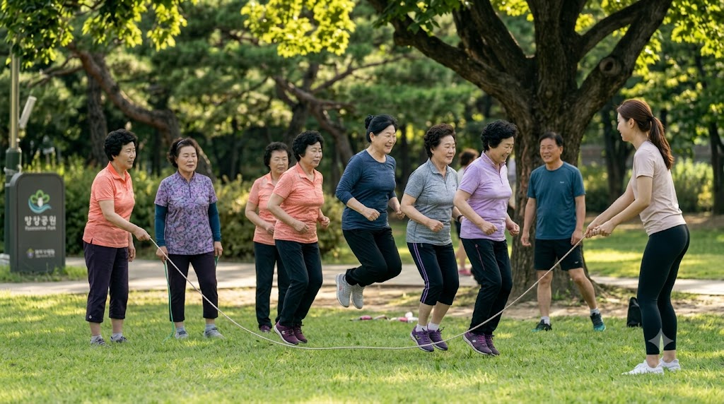 무릎 아플때 하면 안되는운동 줄넘기 하는 장면입니다.