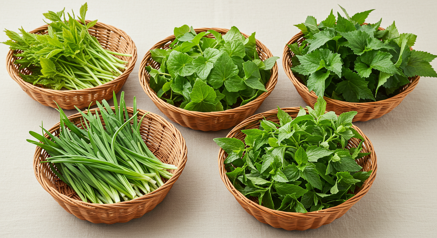 기력에 좋은 봄철 나물 두릅, 냉이, 달래, 쑥, 미나리