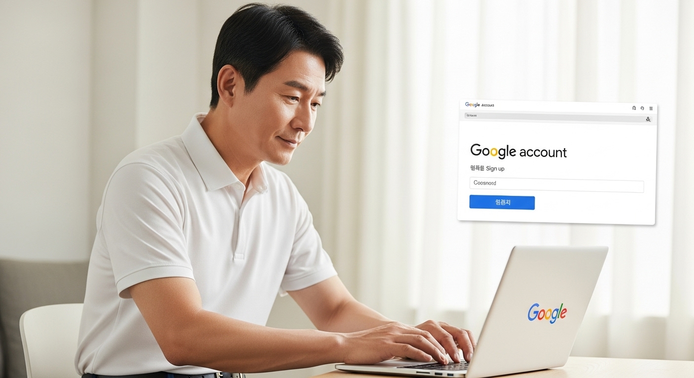 구글 계정 정보를 입력하는 장면