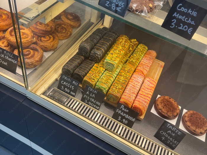 Pain a la pistache and cassis colorful pastries at MOBO Paris