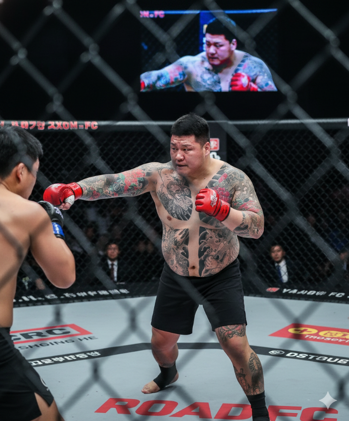 로드FC 경기 중인 김재훈 선수의 모습