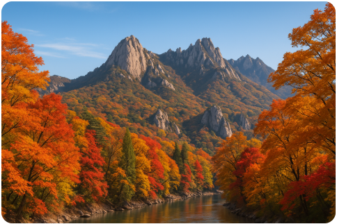 북한산의 단풍 풍경