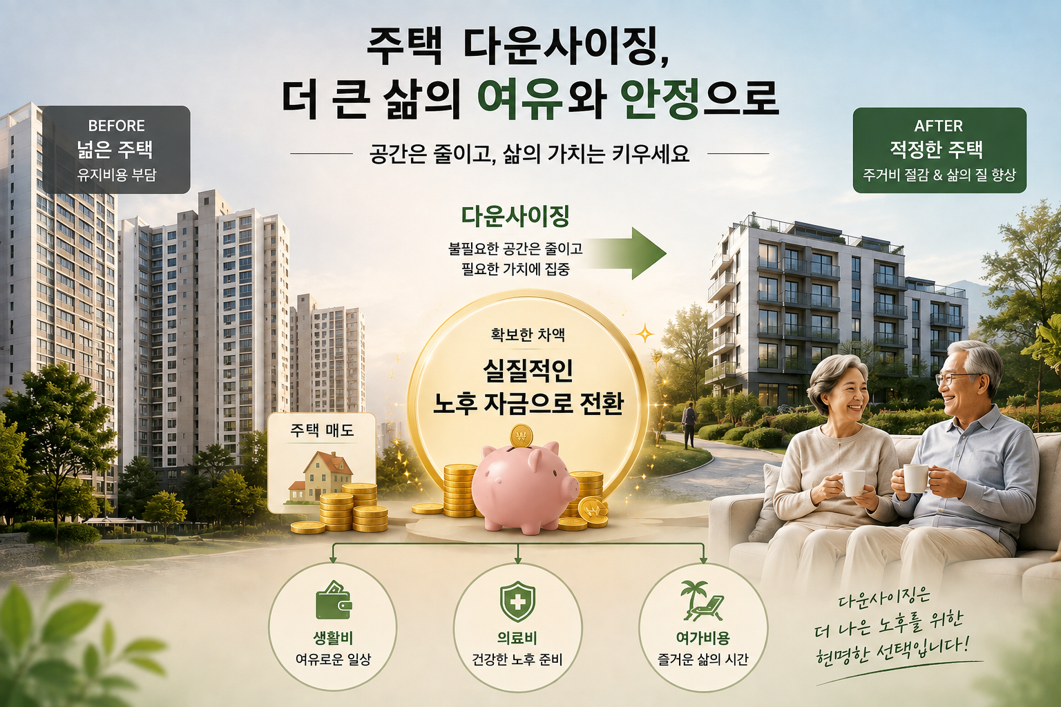 주택 다운사이징, 더 큰 삶의 여유와 안정으로 - 공간은 줄이고, 삶의 가치는 키우세요