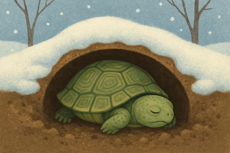거북이가-겨울잠을-자는-이유를-시각적으로-표현한-이미지로-눈-덮인-땅속에서-평화롭게-잠든-거북이의-모습