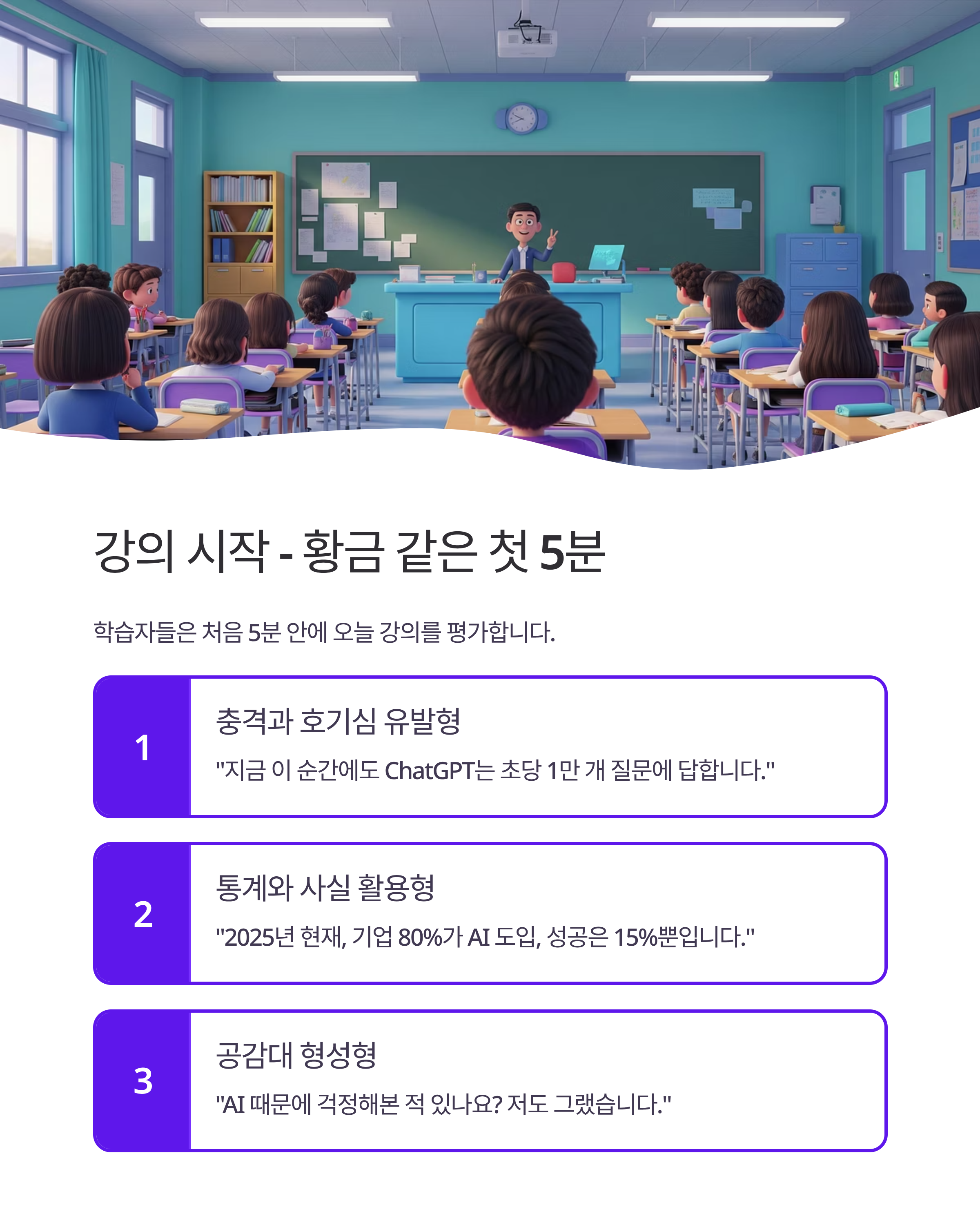 강의실을 사로잡는 AI 강사의 멘트 템플릿