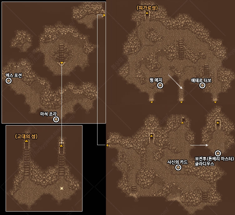 고대의 성으로 가는 동굴 지도 이미지