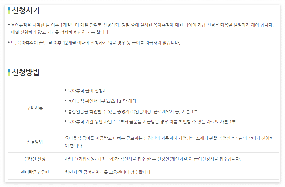 육아휴직 신청 방법