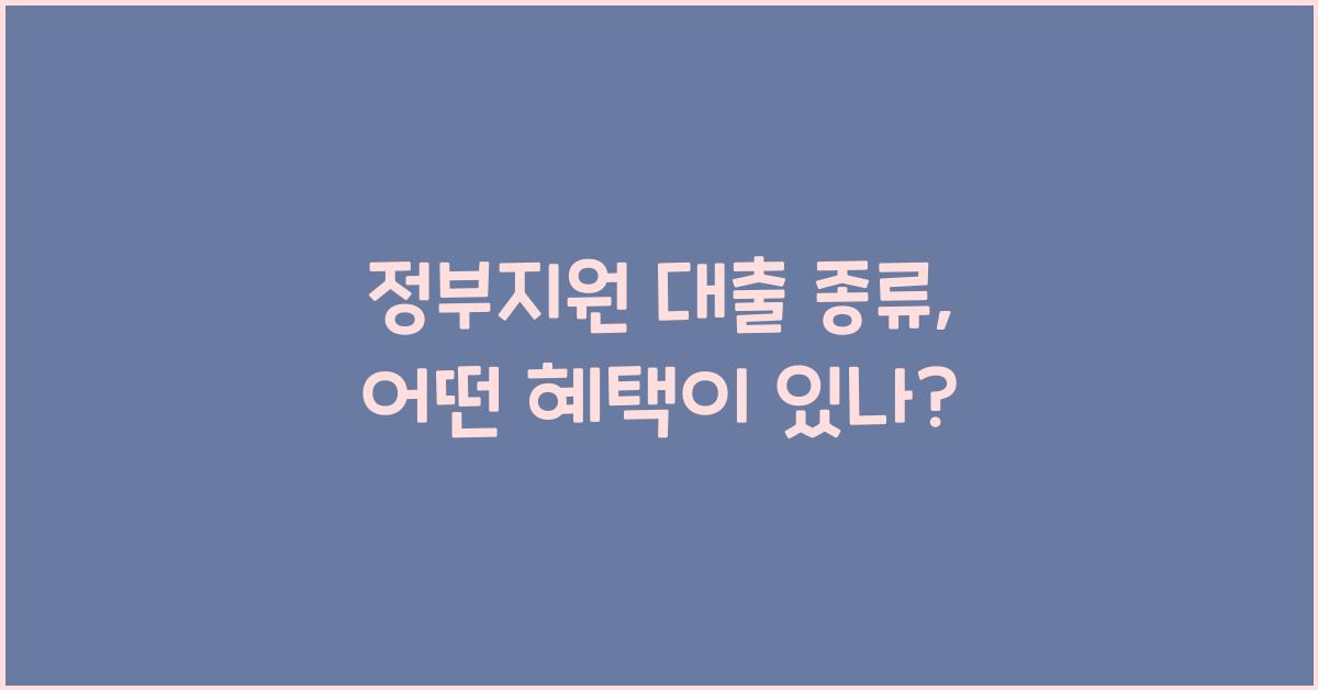 정부지원 대출 종류