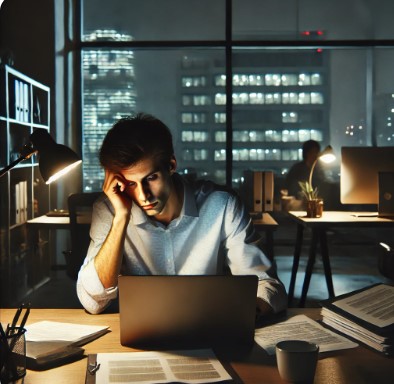 야근중인 직장인 사진