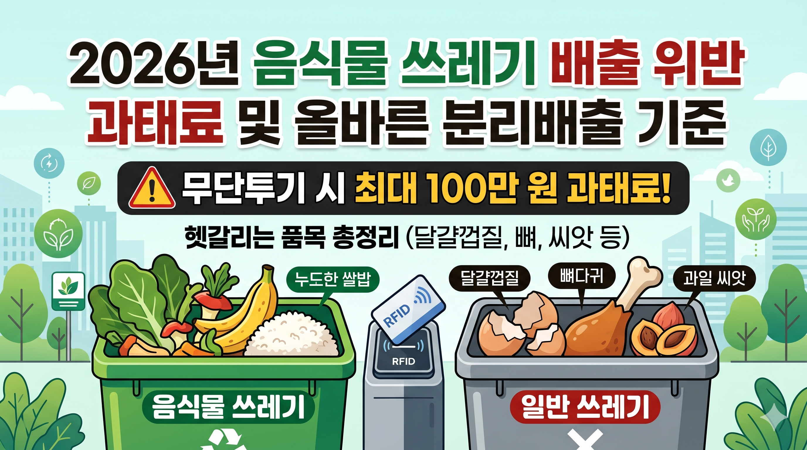 2026년 음식물 쓰레기 배출 위반 과태료 및 올바른 분리배출 기준: 헷갈리는 품목 완벽 가이드
