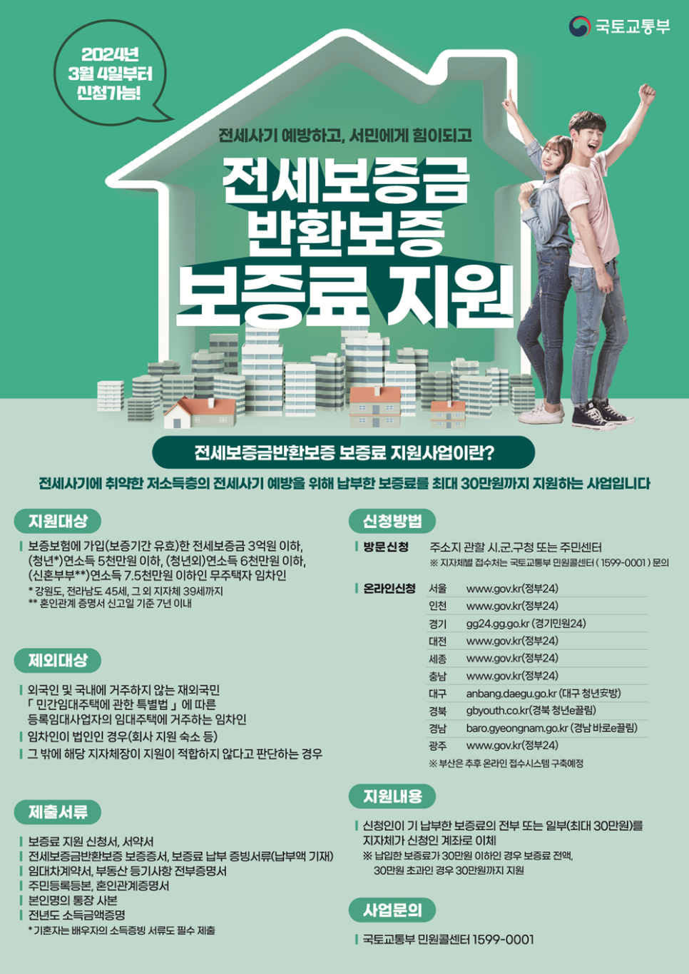 전세보증금 반환보증 보증료 30만 원 지원 FAQ 총정리 신청자격, 서류, 전화번호까지