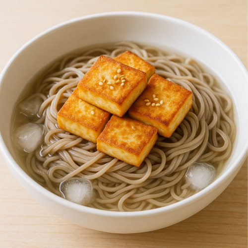 여름 입맛 돋우는 구운두부토핑을 올린 메밀소바