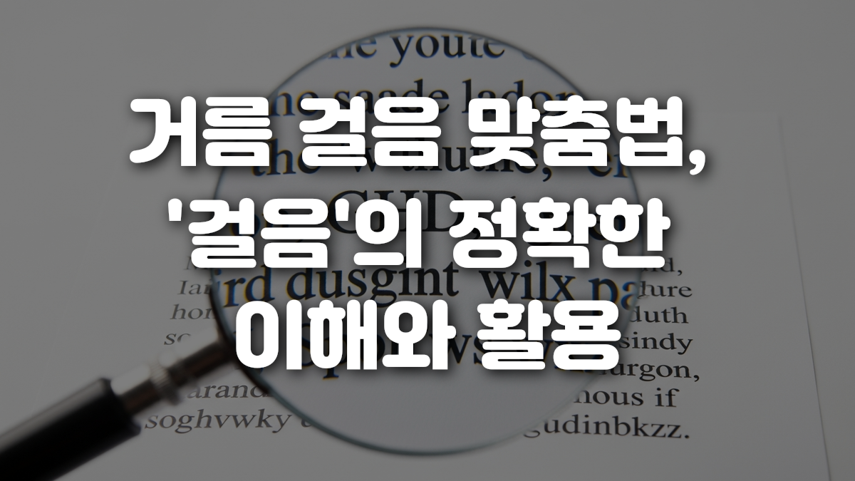 거름 걸음 맞춤법 걸음 의 정확한 이해와 활용