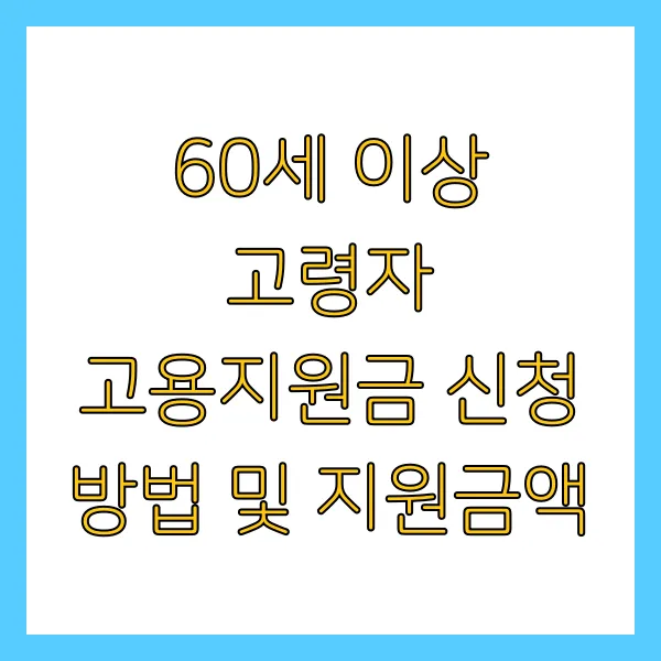60세 이상 고령자 고용지원금 신청 방법 및 지원금액
