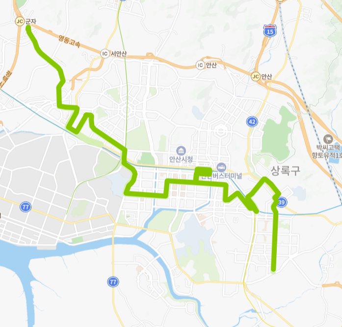 시흥-안산-76번-버스-노선-지도