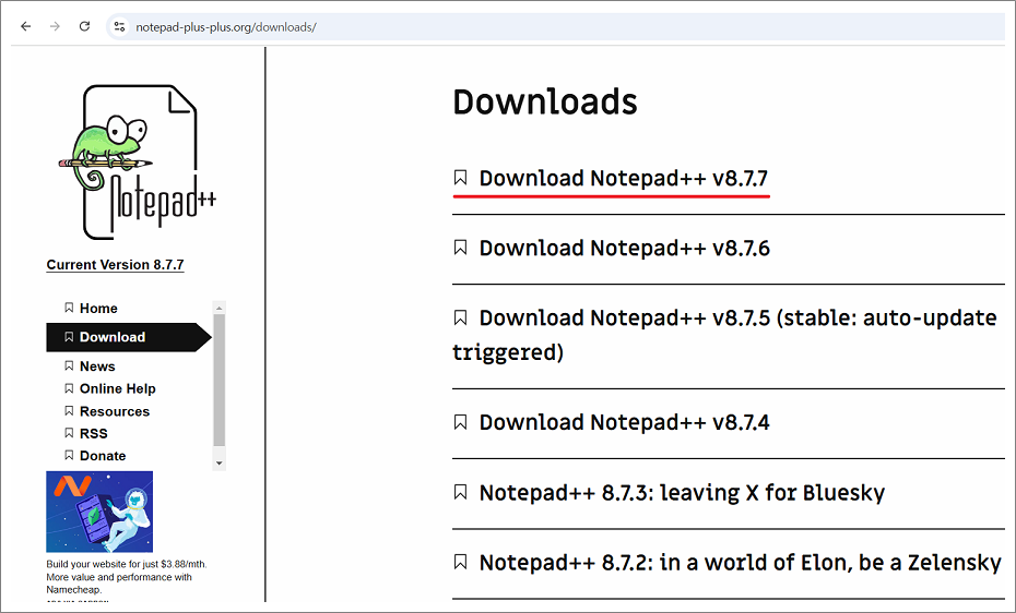 노트패드, Notepad++ 무설치 또는 포터블 다운로드 방법.
