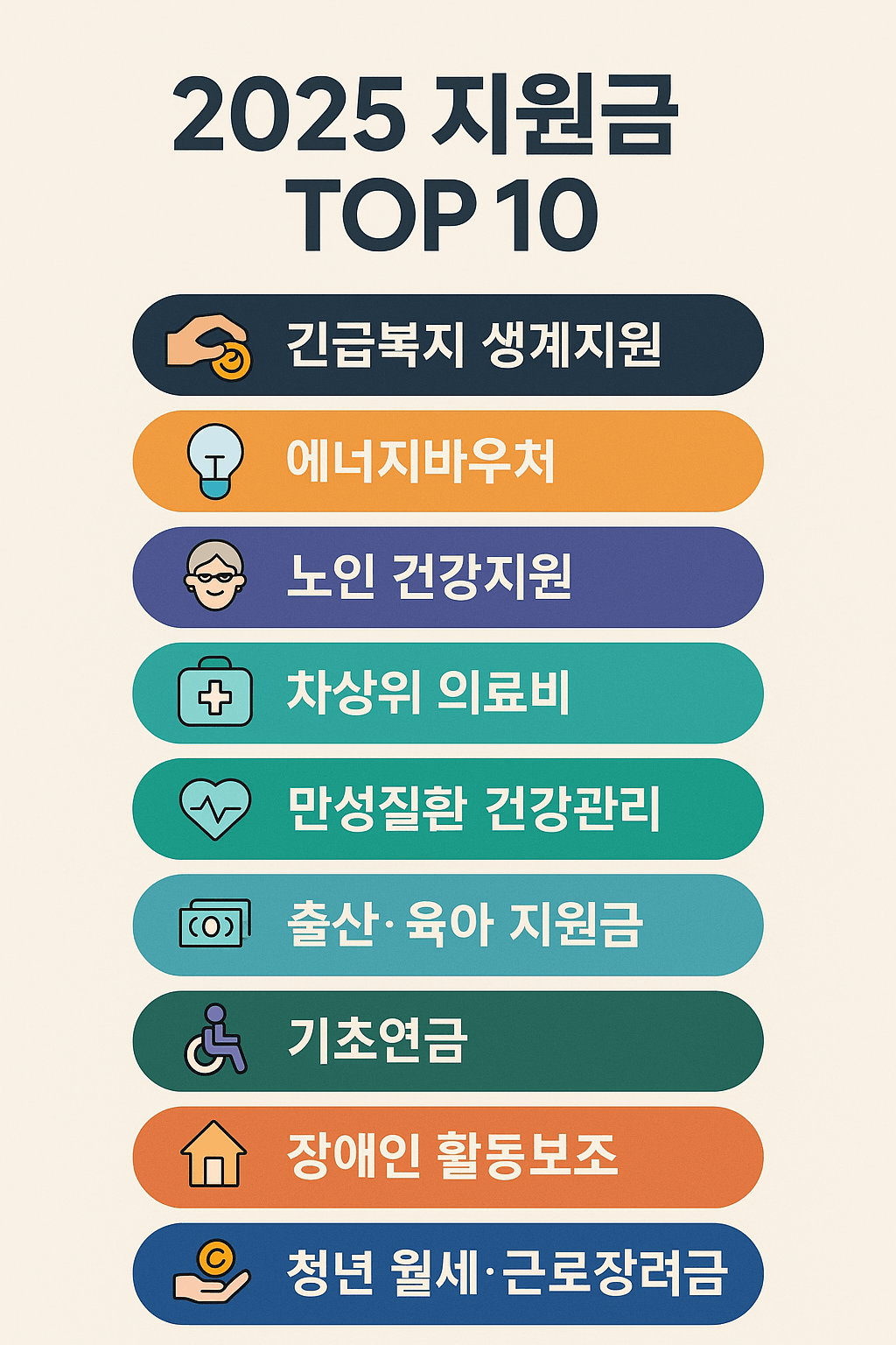 2025년 정부지원금 TOP 10