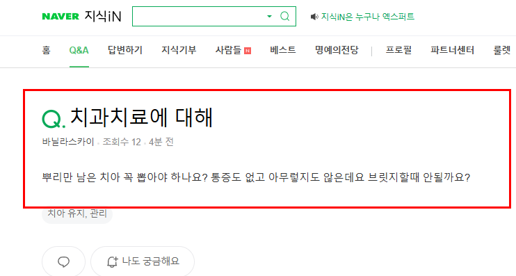 치과 치료 질문