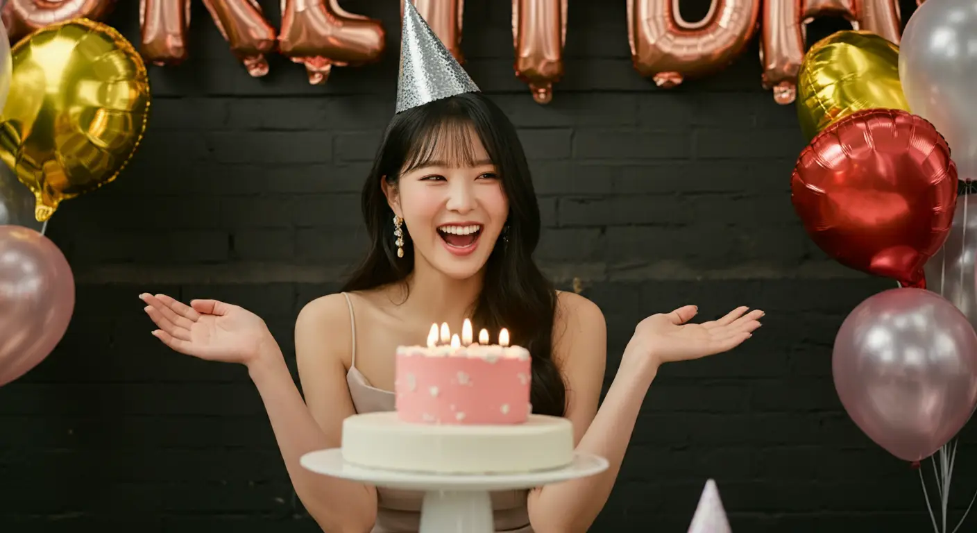 생일 파티를 하는 여성