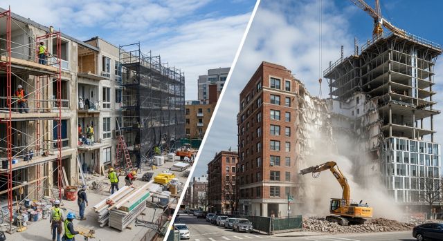 노후 아파트 리모델링과 재건축 비교 이미지