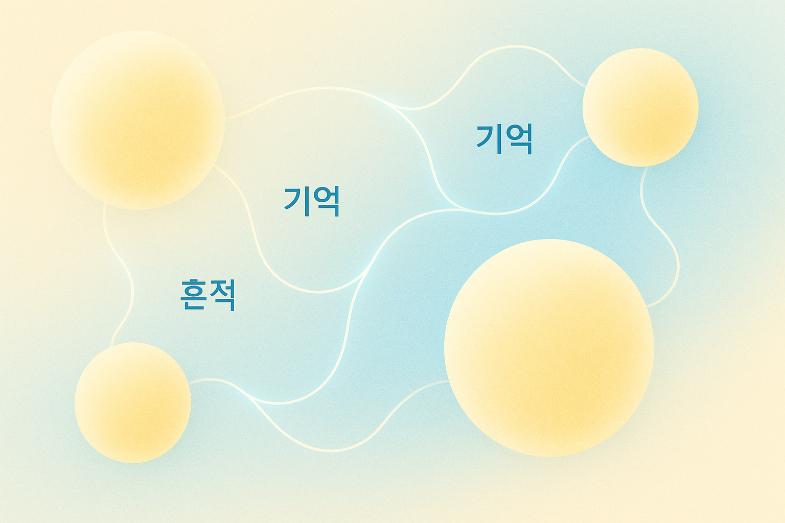 “지방세포가 과거를 기억하는 개념을 부드러운 색감으로 표현한 추상 일러스트”
