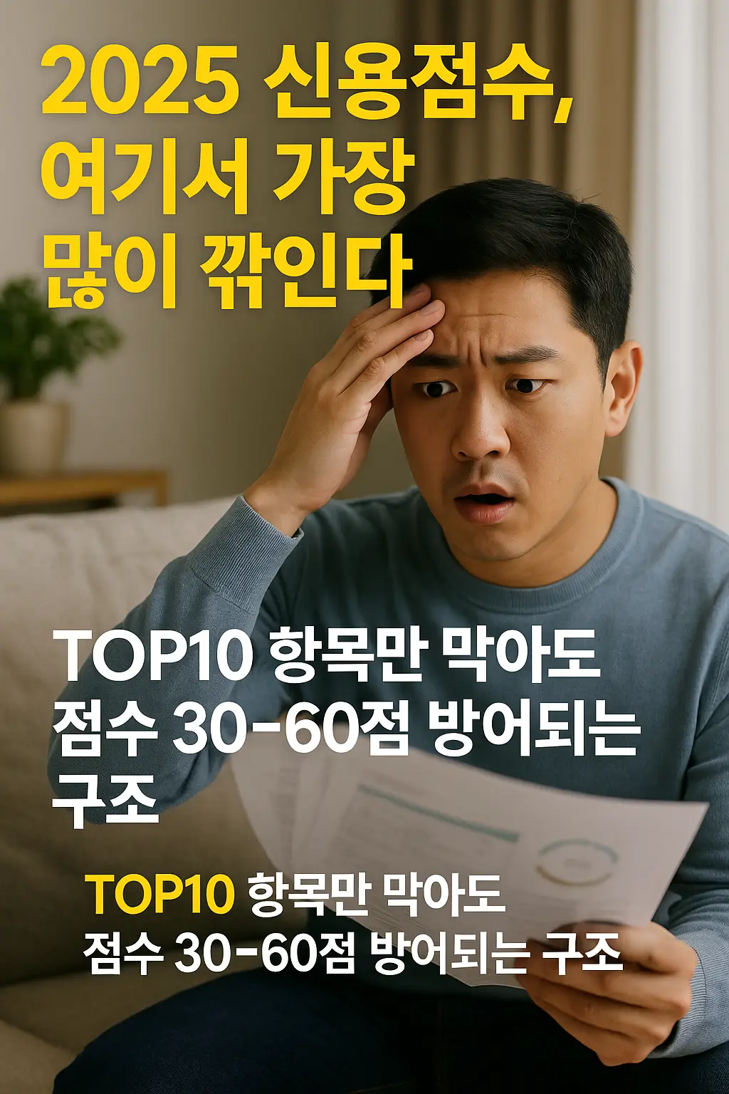 2025 신용점수 하락 위험 요소를 노트북 화면에서 확인