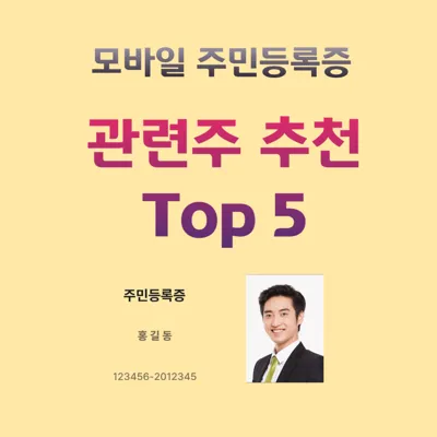 모바일 주민등록증 신분증 도입: 추천 관련주 TOP 5