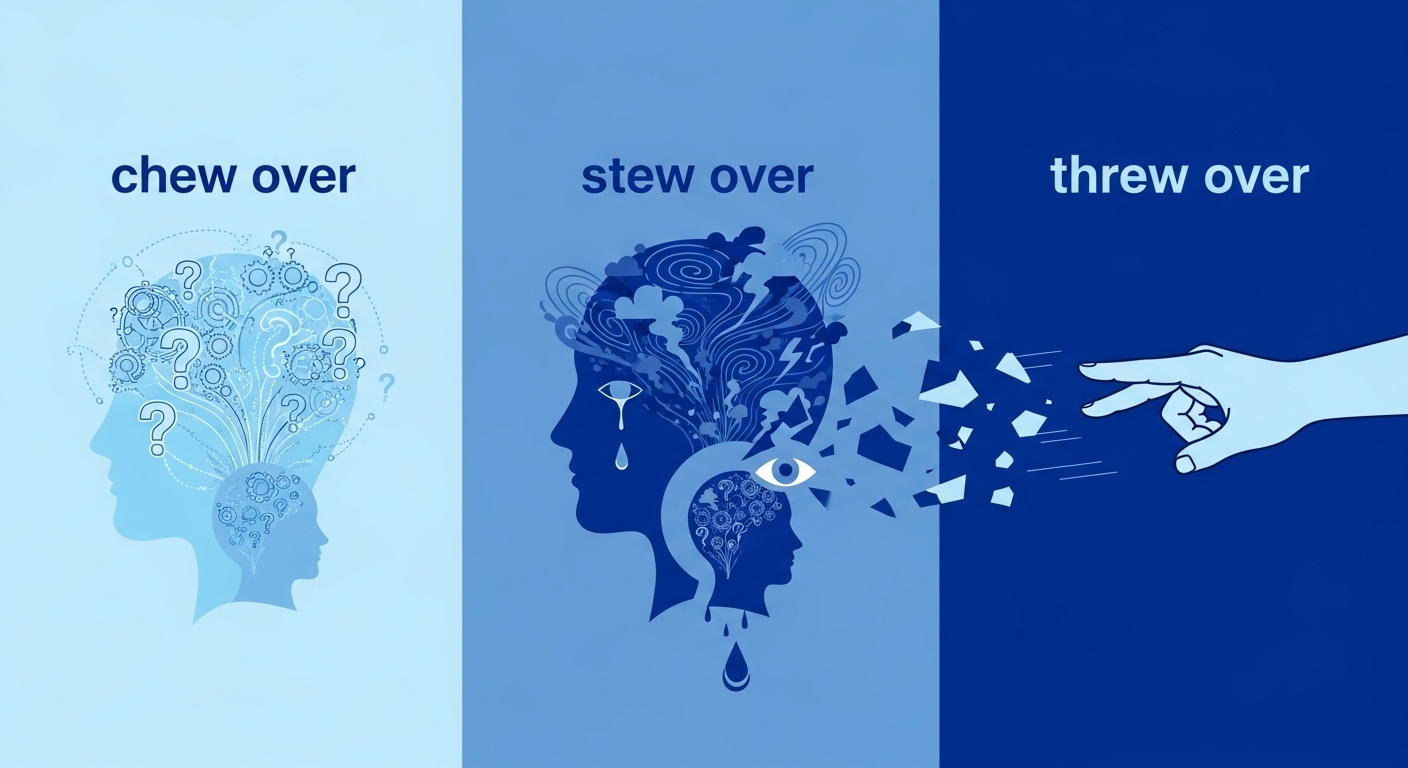 영어 숙어 속 감정의 온도차 threw, chew, stew over 차이 2 1. 기본 이미지로 이해하는 threw, chew, stew